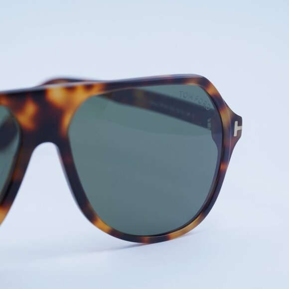 Tom Ford Hayes FT0934 53N Sunglasses Havana Aviator Frame, Green Lenses - Picture 8 of 10